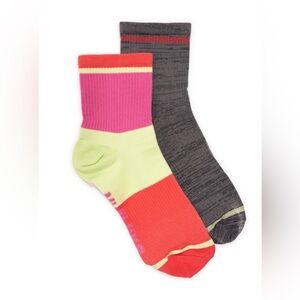 MUK LUKS Women's Compression Nylon Quarter Crew Socks, 2-Pack, Shoe Sizes 6-10